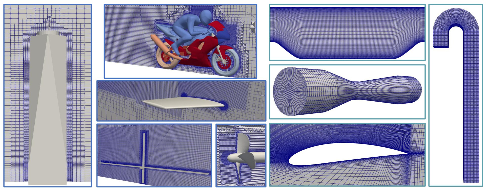 Sample of meshes generated by VortexAI across the benchmark suite.